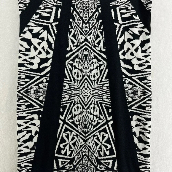 Artelier Nicole Miller Dress Women's Sz L Black Patterned Bodycon Sccop Neck - Picture 6 of 13